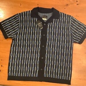 Original Use Blue on Blue Geometric Button Down Shirt